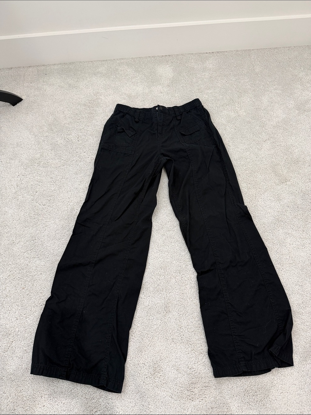 Divided Black Wide-Leg Utility Pants